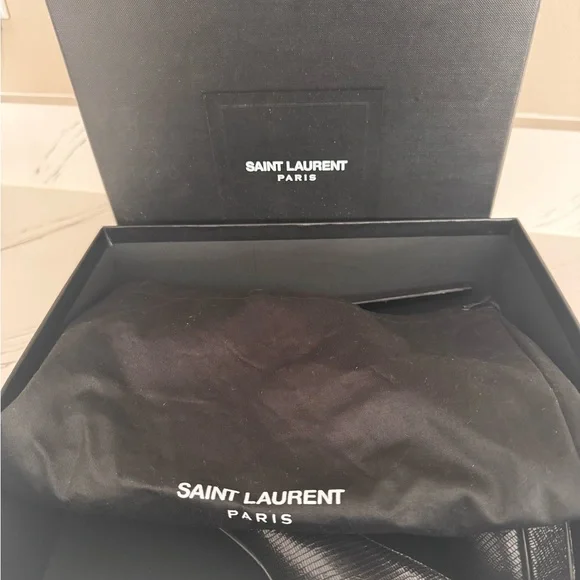 Saint Laurent Black Textured Heels